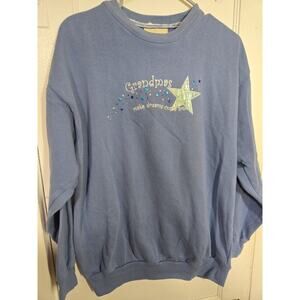 Grandmas Make Dreams Come True Sweatshirt Womens L Blue Graphic Pullover